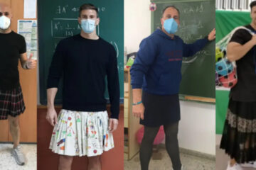 Lehrer unterrichten im Rock an spanischer Schule